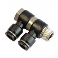 Đầu Nối Chia 2 Ren Ngoài Phi 8 mm - PT1/4 Đen Airtac PHW802D
