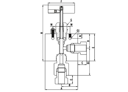 FD-LOK High Pressure Needle Valve Angle Pattern 15000psi OD1/4" V15SS-S4-3_drawing