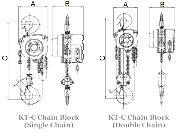 Pa Lăng Xích Kéo Tay Tải Trọng 3 Tấn x 3 Mét, Kondotec Nhật_drawing