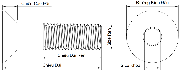 Lục Giác Chìm Col Thép Đen 12.9 DIN7991 M6x80 Ren Lửng_drawing