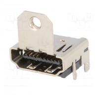 Connector: HDMI; socket; with holder; PIN: 19; gold flash; SMT