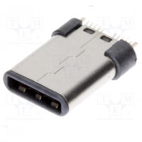 Plug; USB A; male; for cable; soldering; PIN: 4; straight; grey