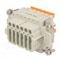 Connector: HDC; contact insert; male; CSH; PIN: 6; 6+PE; size 44.27