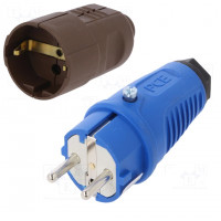 Connector: AC supply; socket; 2P+PE; 250VAC; 16A; grey; PIN: 3; IP44