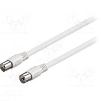Cable; 75Ω; 5m; F plug,both sides; PVC; white