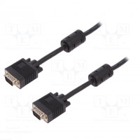 Cable; D-Sub 15pin HD plug,both sides; grey; 5m