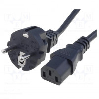 Cable; IEC C13 female,IEC C14 male; PVC; 1.5m; black; 10A; 250V