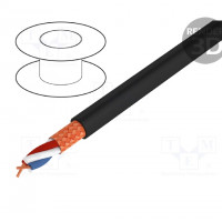 Wire: microphone cable; 2x0,25mm2; red; OFC; -15~70°C; PVC
