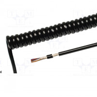 Wire: coiled; UNITRONIC® SPIRAL; 4x0,14mm2; PUR; black; 250V; 0.1m