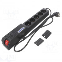 Plug socket strip: protective; Sockets: 6; 250VAC; 10A; black
