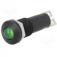 Indicator: LED; prominent; green; 24VDC; Ø8.2mm; IP40; metal