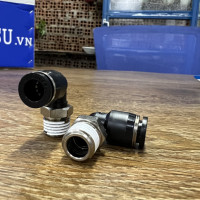 Đầu Nối Khí Cong Ren Ngoài Phi 8 mm - PT1/4 Đen Airtac PL802D