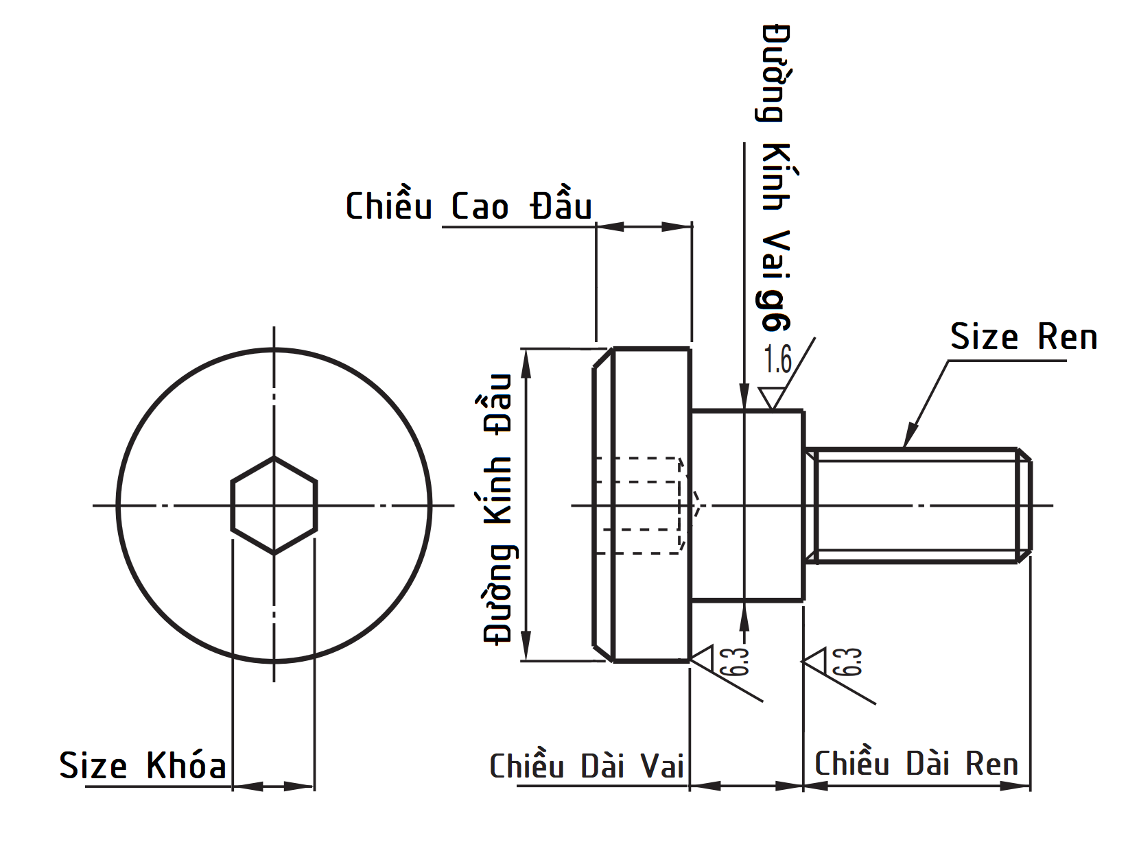 Bulong Vai Lục Giác - Độ Chính Xác Cao D8x20 CBDGR8-20_drawing
