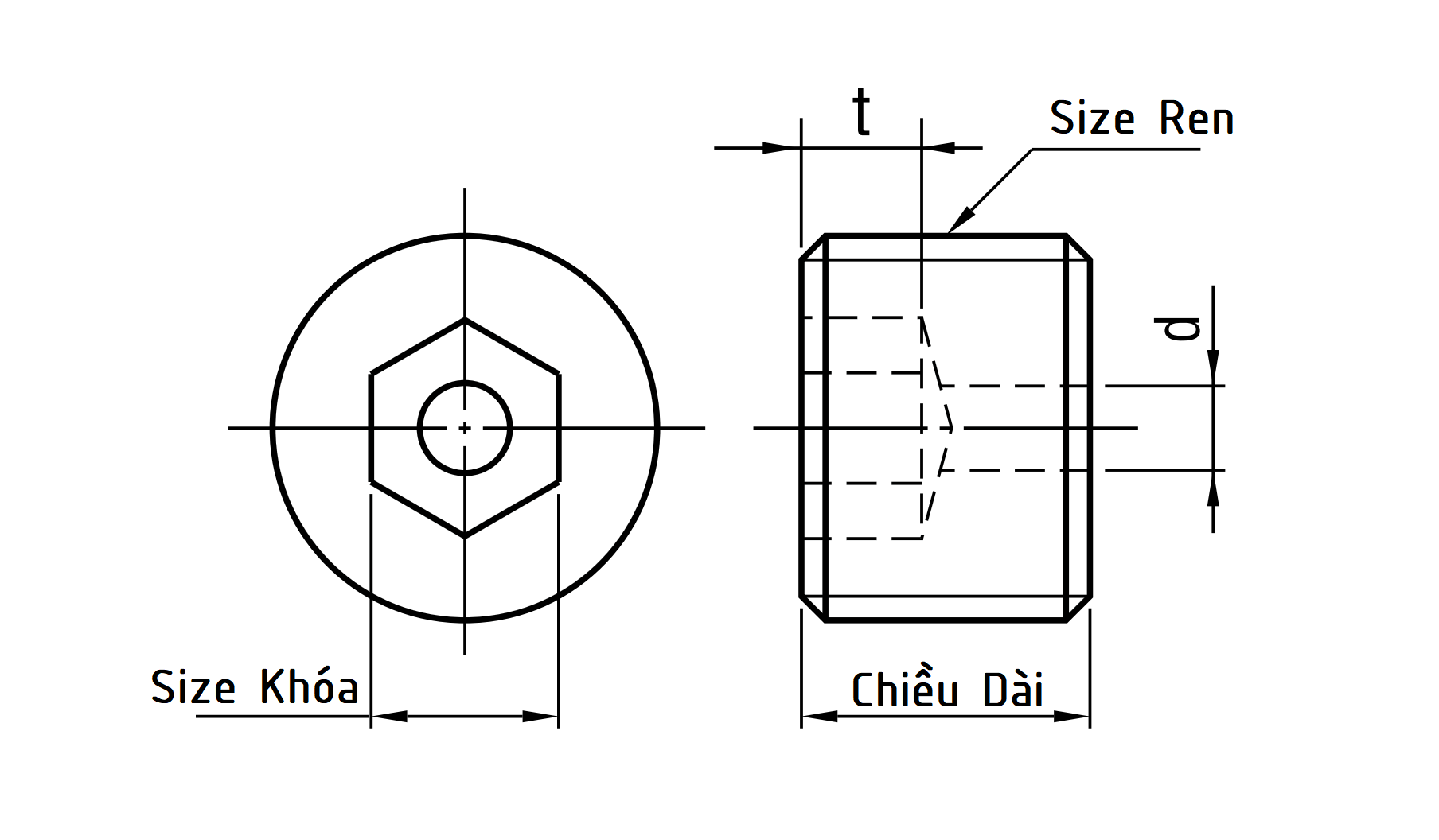 Screw Plugs Type Hole - Short M27x8 MSWSH27-8_drawing