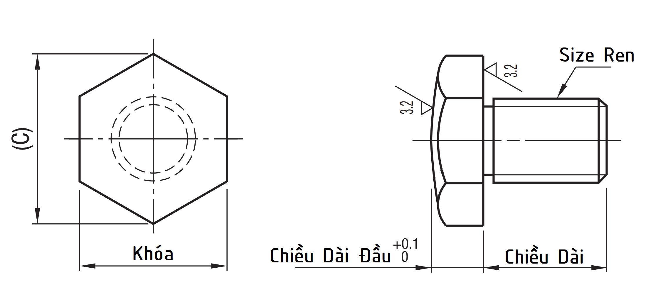 Stop Pin - Screw Spherical Type - Coarse SBTEH10B_drawing