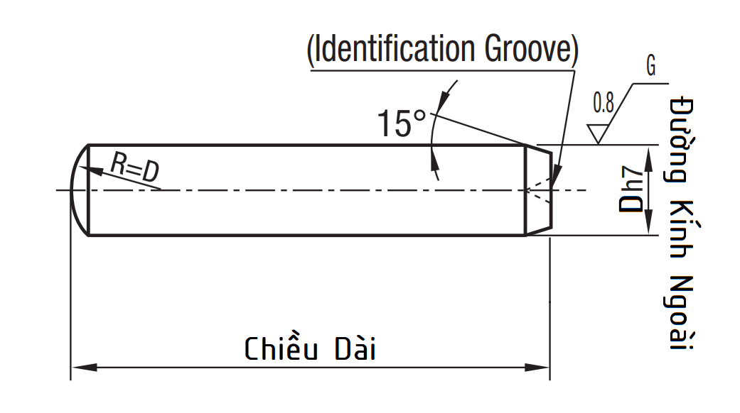 Dowel Pin - Straight (h7) D4x12 MSH4-12_drawing