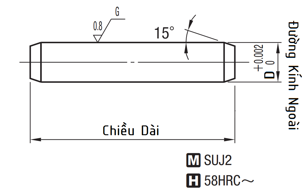 Chốt Định Vị Thẳng Thép SUJ2 D2x10 MSV2-10 (+0.002)_drawing