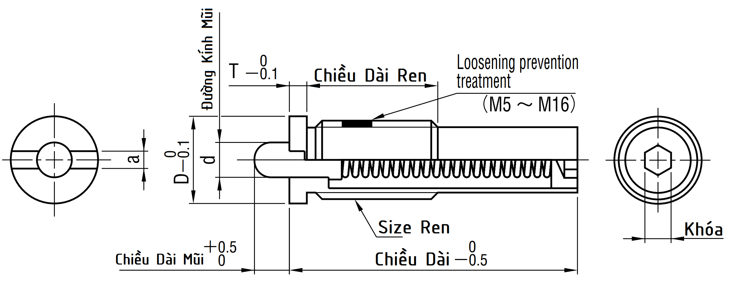Spring Plungers With Flanges Heavy Load M4-S4 FPJH4-4_drawing
