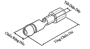 Đầu Cosse Viên Đạn Đực Cách Điện 0.5-1.5mm2 KST Màu Đỏ MPV1-156_drawing