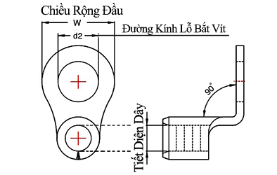 Đầu Cosse Tròn Trần 90 Độ 38mm2 KST RNBS38-6-90D_drawing