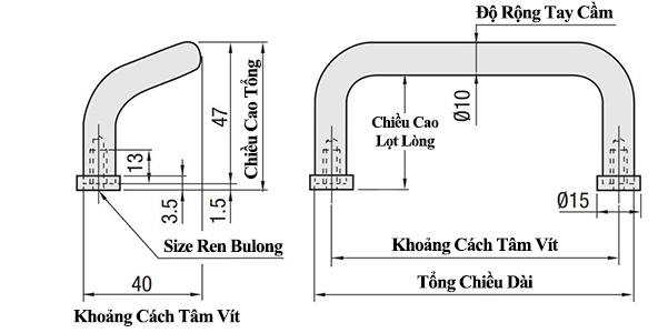 Tay Nắm Cửa Chữ U Dạng Offset Thép Mạ Chorme Phi 10 mm x L 48 mm (UHFNZ48-G)_drawing