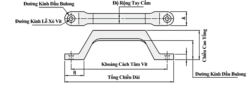 Tay Nắm Cửa Chữ U Inox 304 Đánh Bóng W 12 mm x L 80 mm (UWASND80)_drawing