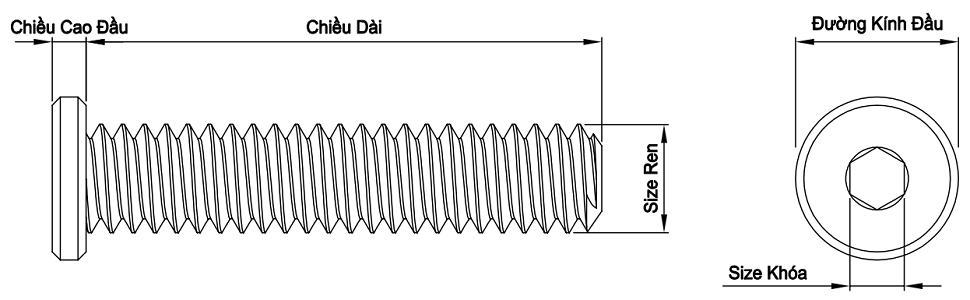 Lục Giác Chìm Đầu Dẹp Thép Mạ Kẽm 7 Màu M6x40 (50pcs/pack)_drawing