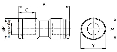 Đầu Nối Khí Thẳng SANG-A GPUC06_drawing