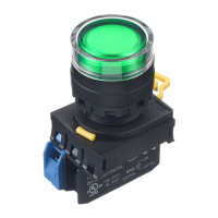 Nút Nhấn Nhả Phẳng IDEC Phi 22 1NO Đèn LED 24V AC/DC YW1L-MF2E10Q4G