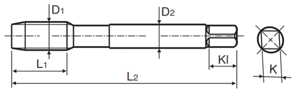 Mũi taro thẳng YG1 HSS-EX phủ TiN M3 × 0.5_drawing