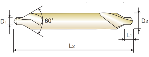 Mũi Khoan Tâm - Xoắn 60° HSS Có Phủ 2x60ﾟx6 YAMAWA VCE2.0_drawing