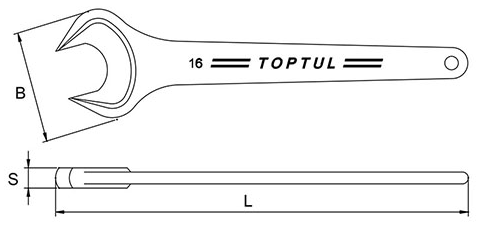 Cờ Lê 1 Đầu Miệng 50mm Toptul AAAT5050_drawing