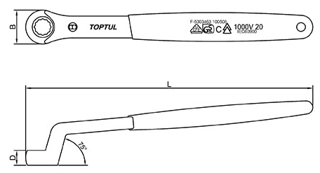 Cờ Lê 1 Đầu Vòng Cách Điện 14mm Toptul AAAW1414V4_drawing