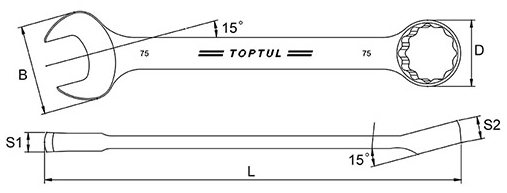 Cờ lê vòng miệng 55mm TOPTUL AAEB5555_drawing