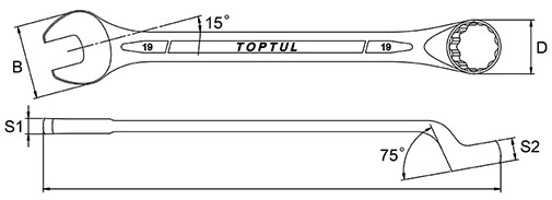 Cờ lê vòng miệng 7mm TOPTUL AAEN0707_drawing