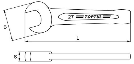 Cờ Lê 1 Đầu Miệng Đóng 27x27mm Toptul AAEY2727_drawing