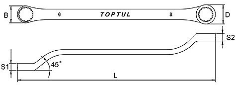 Cờ Lê 2 Đầu Vòng 1-11/16x1-7/8 TOPTUL ACAH5460_drawing