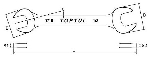 Cờ Lê 2 Đầu Miệng 1x7/16x1x5/8Inch Toptul ACAJ4652_drawing