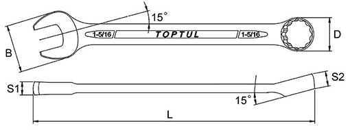 Cờ Lê Vòng Miệng 7/16 inch Toptul ACEB1414_drawing