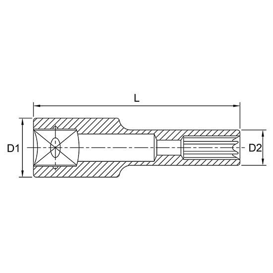 Tuýp Đầu Bông E4 - 1/4Inch Dr. Toptul BAEH0804_drawing