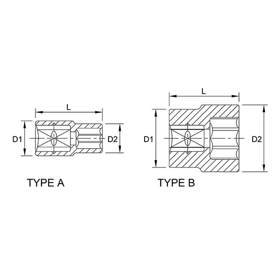 Đầu Tuýp Lục Giác 9/32 - 3/8Inch Dr. Toptul BBEA1209_drawing