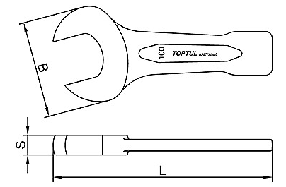 Cờ Lê 1 Đầu Miệng Đóng 90x90mm Toptul AAEY9090_drawing