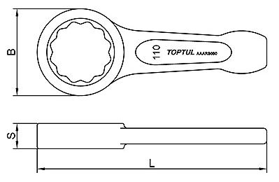 Cờ Lê 1 Đầu Vòng Đóng 150mm Toptul AAARF0F0_drawing