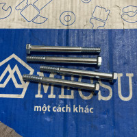 Bulong Đầu Lục Giác Thép Mạ Kẽm Trắng Cr3+ GR 5 UNC 3/8-16 x 4 Ren Lửng