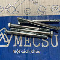 Bulong Đầu Lục Giác Thép Mạ Kẽm Trắng Cr3+ GR 5 UNC 7/16-14 x 5 Ren Lửng