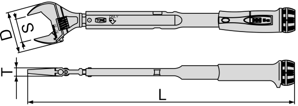 Cần Siết Lực Đầu Mỏ Lết 10-50Nm/10-27mm Tone TMWM50-A_drawing