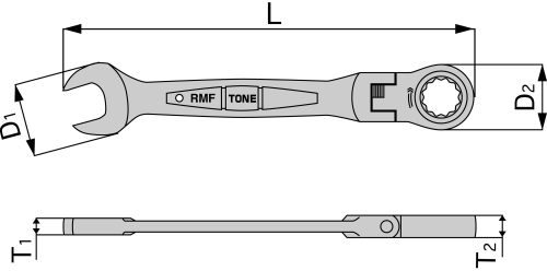 Cờ Lê Vòng MIệng Lắt Léo 10 mm Tone RMF-10_drawing