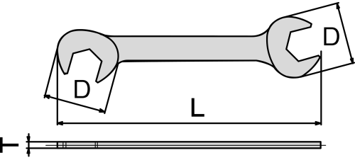 Cờ Lê 2 Đầu Miệng 12mm Tone DSTOx12_drawing