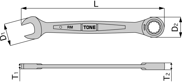 Cờ Lê Vòng Miệng Tự Động 10 mm Tone RM-10_drawing