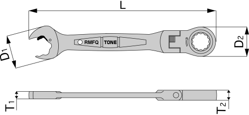 Cờ Lê Vòng Miệng Tự Động Lắt Léo 19mm Tone RMFQ-19_drawing